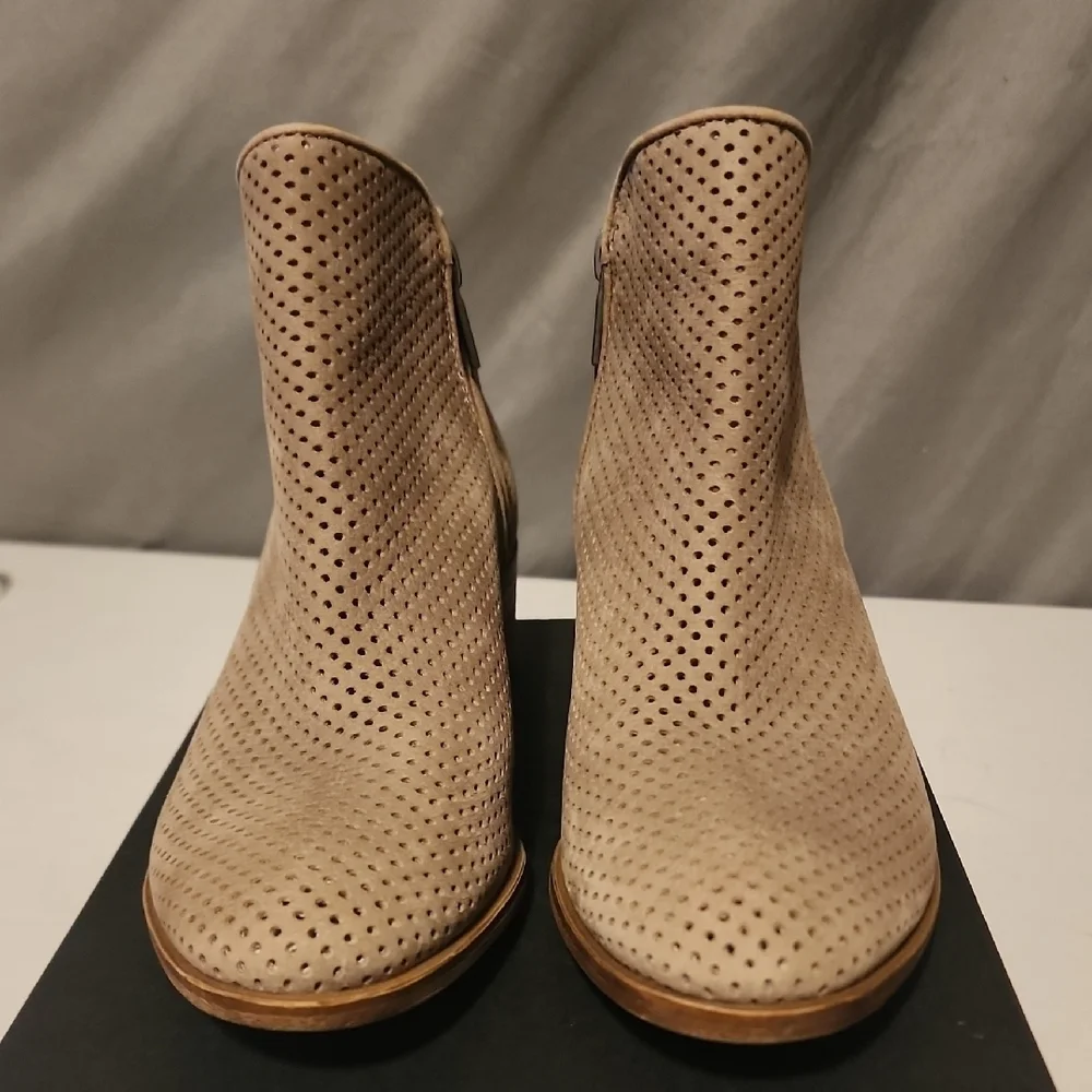 Lucky Brand Beige Perforated Ankle Booties